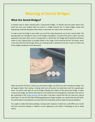 Meaning of Dental Bridges