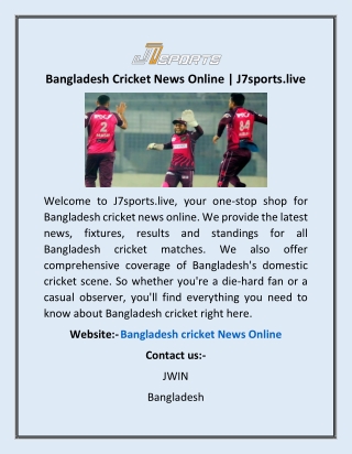 Bangladesh Cricket News Online | J7sports.live