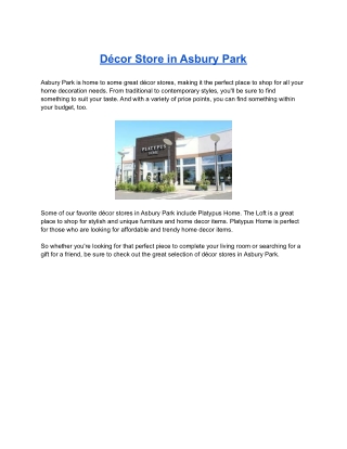 Décor Store in Asbury Park