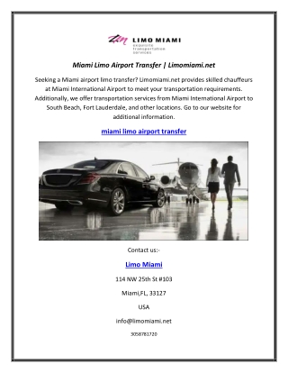 Miami Limo Airport Transfer | Limomiami.net