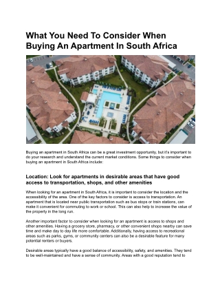 What You Need To Consider When Buying An Apartment In South Africa