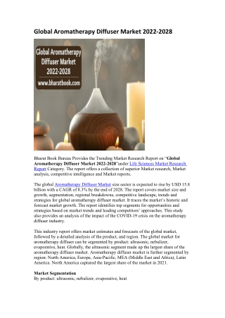 Global Aromatherapy Diffuser Market 2022-2028