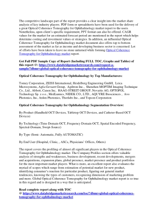 Optical Coherence Tomography for Ophthalmology Market