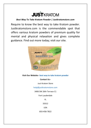 Best Way To Take Kratom Powder