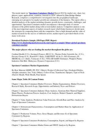 Specimen Containers Market
