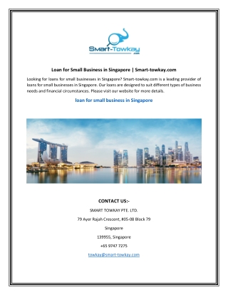 Loan for Small Business in Singapore  Smart-towkay.com