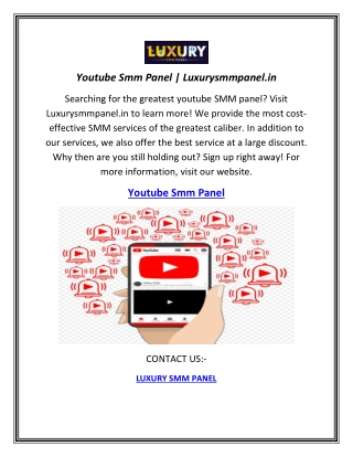 Youtube Smm Panel | Luxurysmmpanel.in