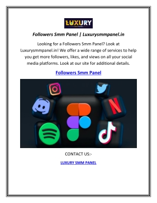 Followers Smm Panel | Luxurysmmpanel.in