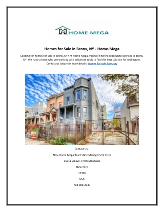 Homes for Sale in Bronx, NY - Home-Mega