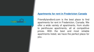 Apartments for Rent in Fredericton Canada  Friendlylandlord.com