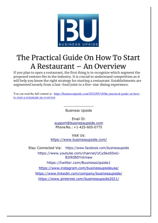 The Practical Guide on How to Start a Restaurant – an Overview
