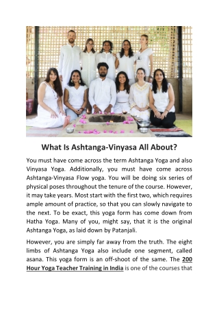 200 Hour Yoga Teacher Training in India