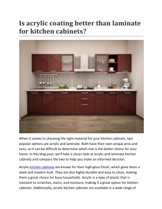 Is acrylic coating better than laminate for kitchen cabinets