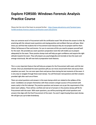 FOR500: Windows Forensic Analysis