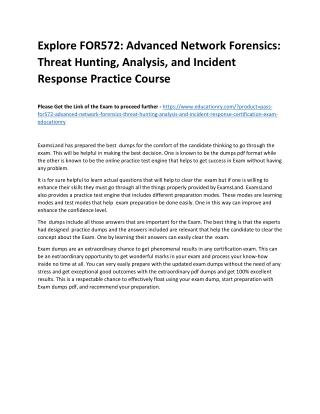 FOR572: Advanced Network Forensics: Threat Hunting, Analysis, and Incident Respo
