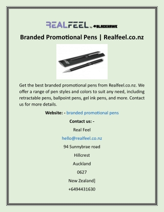 Branded Promotional Pens  Realfeel.co.nz