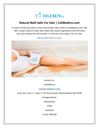 Natural Bath Salts For Sale  Coldbathco.com