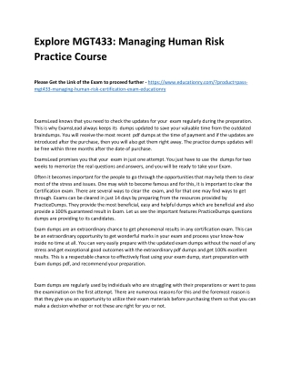 Explore MGT433: Managing Human Risk Practice Course  Please Get the Link of the