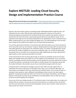 MGT520: Leading Cloud Security Design and Implementation