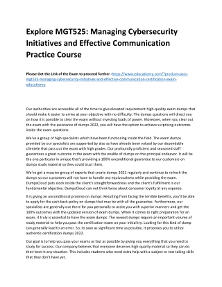 MGT525: Managing Cybersecurity Initiatives and Effective Communication