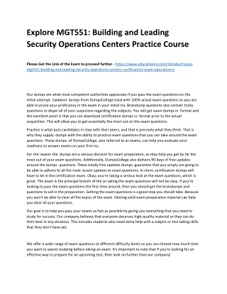 MGT551: Building and Leading Security Operations Centers