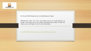 Free Secure Web Hosting Services for Small Business Canada   Mobilehost.biz