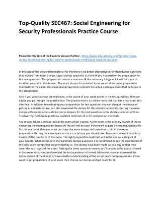 SEC467: Social Engineering for Security Professionals