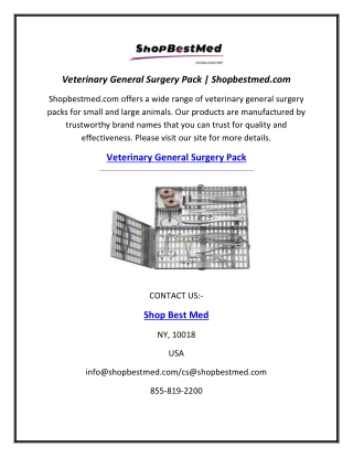 Veterinary General Surgery Pack | Shopbestmed.com