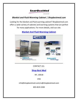 Blanket and Fluid Warming Cabinet | Shopbestmed.com