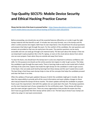 SEC575: Mobile Device Security and Ethical Hacking
