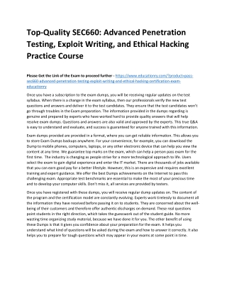 SEC660: Advanced Penetration Testing, Exploit Writing, and Ethical Hacking