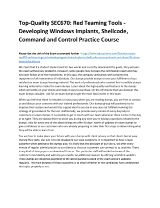 SEC670: Red Teaming Tools - Developing Windows Implants, Shellcode, Command and