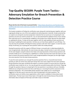 SEC699: Purple Team Tactics - Adversary Emulation for Breach Prevention & Detect