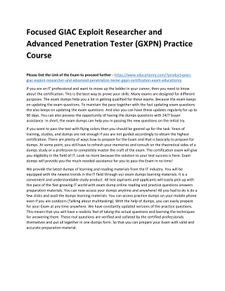 GIAC Exploit Researcher and Advanced Penetration Tester (GXPN)