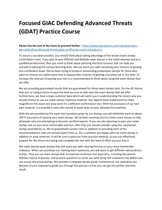 GIAC Defending Advanced Threats (GDAT)