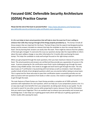 GIAC Defensible Security Architecture (GDSA)