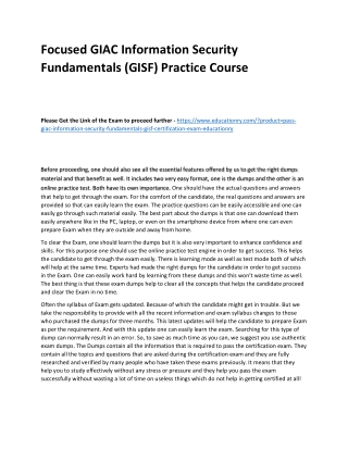 GIAC Information Security Fundamentals (GISF)