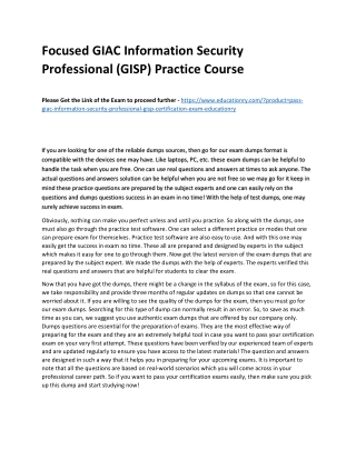 GIAC Information Security Professional (GISP)