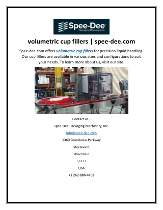 volumetric cup fillers  spee-dee.com