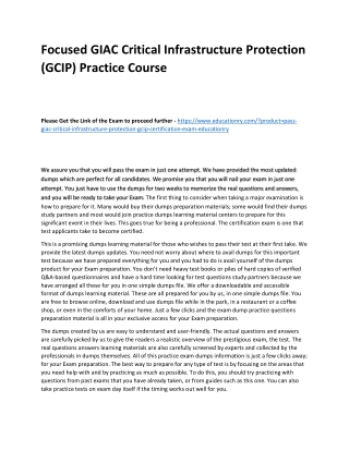 Focused GIAC Critical Infrastructure Protection (GCIP) Practice Course   Please