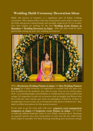 Wedding Haldi Ceremony Decoration Ideas