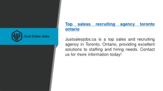 Top Saless Recruiting Agency Toronto Ontario  Justsalesjobs.ca