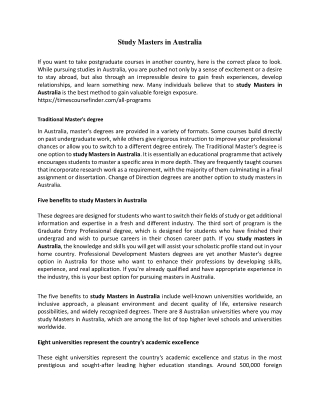 Study Masters in Australia