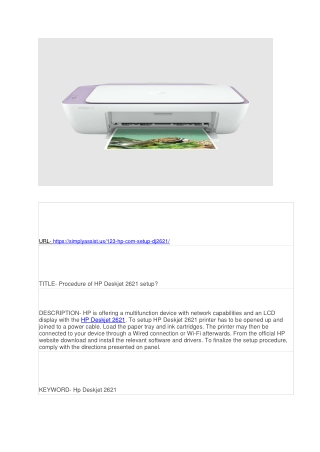 Procedure of HP Deskjet 2621 setup?