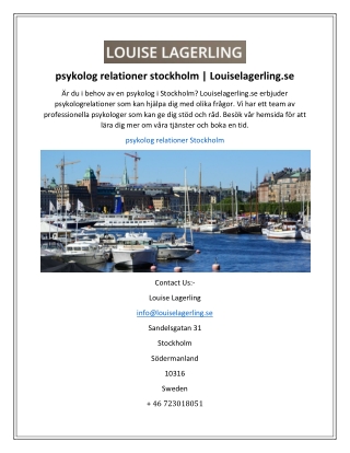 psykolog relationer stockholm  Louiselagerling.se