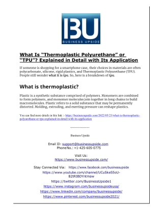 What Is Thermoplastic Polyurethane or TPU Explained in Detail with Its Application