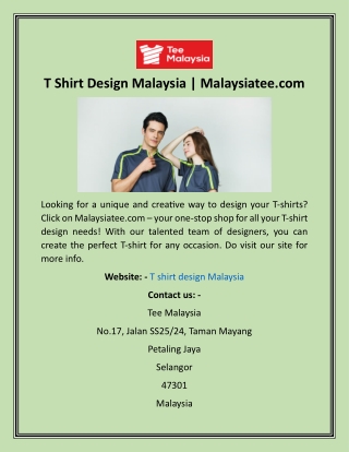 T Shirt Design Malaysia  Malaysiatee