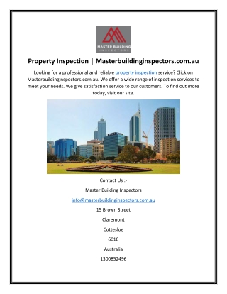 Property Inspection  Masterbuildinginspectors.com.au