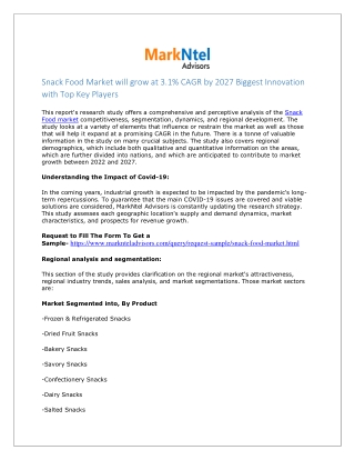 Snack Food Market Insights | Analysis Future and Forecast 2027