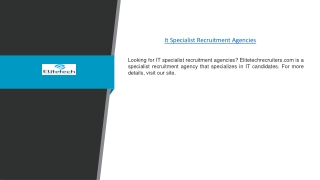 It Specialist Recruitment Agencies | Elitetechrecruiters.com